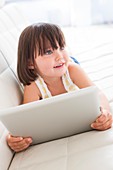 Toddler using a tablet computer