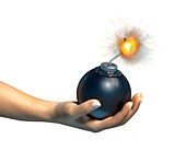 Hand holding a bomb,artwork