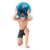 Atlas lifting globe,artwork