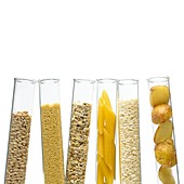 Grains and carbohydrates in test tubes
