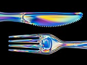 Photoelastic stress of a knife and fork