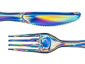 Photoelastic stress of a knife and fork