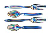 Photoelastic stress of forks and spoons