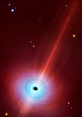 Artwork of black hole powering a quasar