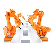 Robots on production line,artwork