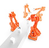 Robots on production line,artwork