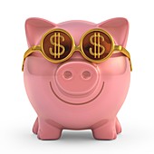 Piggy bank with sunglasses,artwork