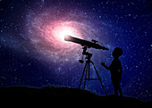 Telescope at night,artwork