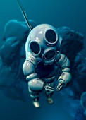 Diver wearing atmospheric diving suit