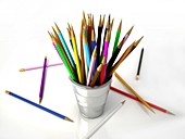 Colouring pencils in a pot,artwork