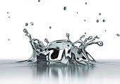 Silver liquid splashing,artwork