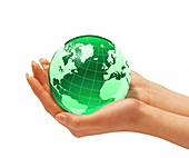 Person holding globe,artwork