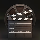Movie reel and clapperboard,illustration