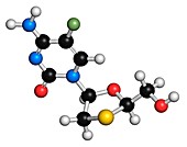 Emtricitabine HIV drug molecule