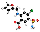 Furosemide diuretic drug molecule