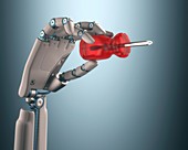 Robotic hand holding screwdriver