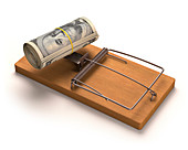 Mouse trap with bank notes,illustration