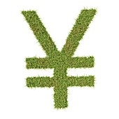 Yen or Yuan symbol made from grass