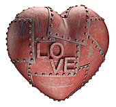 Red metal heart,illustration