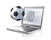 Laptop with football,illustration