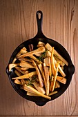 Parsnips in frying pan