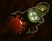 Nanobot and virus,illustration