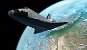 Space shuttle above Earth,illustration