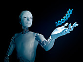 Robot holding DNA,illustration
