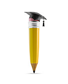 Pencil with graduation cap,illustration