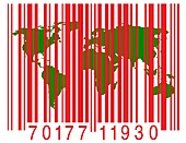 Bar code with the world map