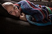 Mature man in blanket