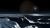 Artwork of Pluto Seen from Charon