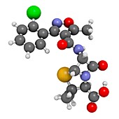 Cloxacillin antibiotic drug molecule