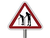 Warning sign with elderly people symbol