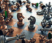 Chess pieces on chess board,illustration