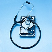Computer hard drive and stethoscope