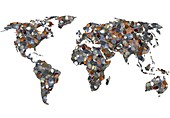 World map made up of coins