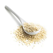 Sesame seeds and spoon