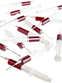 Blood samples in syringes