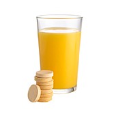 Orange juice and vitamin c tablets