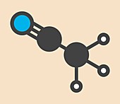 Acetonitrile chemical solvent molecule