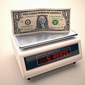 Banknote on scales,illustration