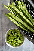 Runner beans,high angle view