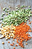 Mixed selection of peas and lentils