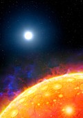 Artwork of molten planet Kepler 70b