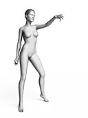 Woman with arm out,illustration