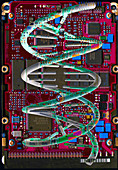 DNA helix on circuit board