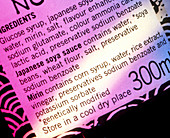Ingredients listing genetically modified soya bean