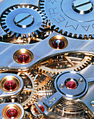 Cogs and gears of a 17-jewel Swiss watch