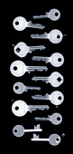 Assortment of keys,X-ray